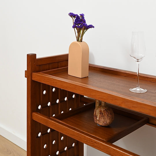 Mid Century Solid Teak Drinks Trolley on Casters