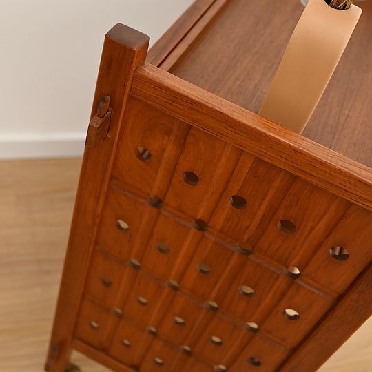 Mid Century Solid Teak Drinks Trolley on Casters