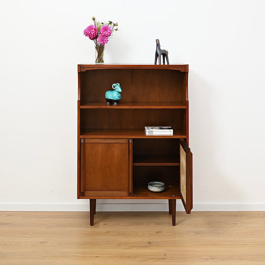 Mid Century Walnut Cabinet Bookcase Bookshelf by MobilStil Varese Italy