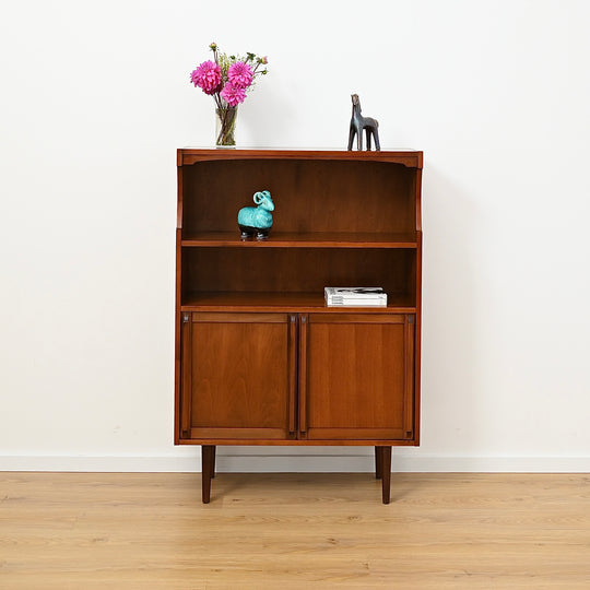 Mid Century Walnut Cabinet Bookcase Bookshelf by MobilStil Varese Italy