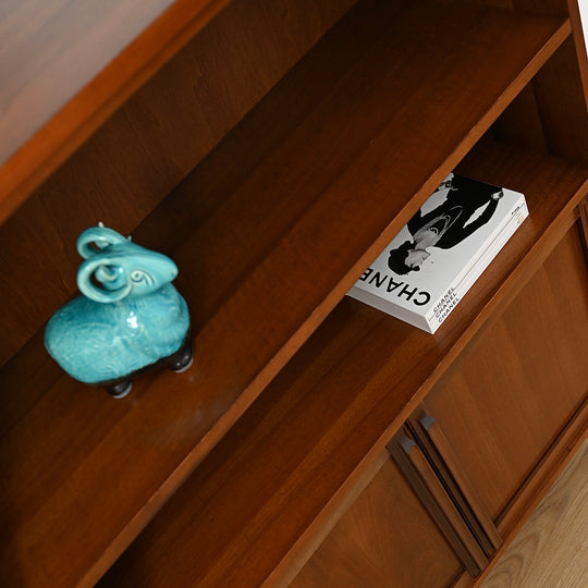 Mid Century Walnut Cabinet Bookcase Bookshelf by MobilStil Varese Italy