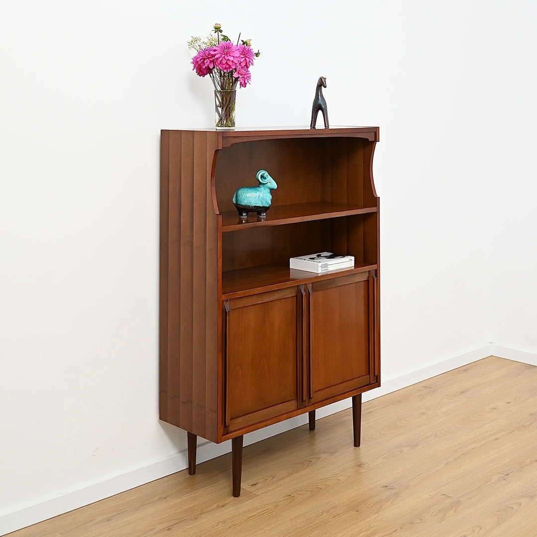 Mid Century Walnut Cabinet Bookcase Bookshelf by MobilStil Varese Italy