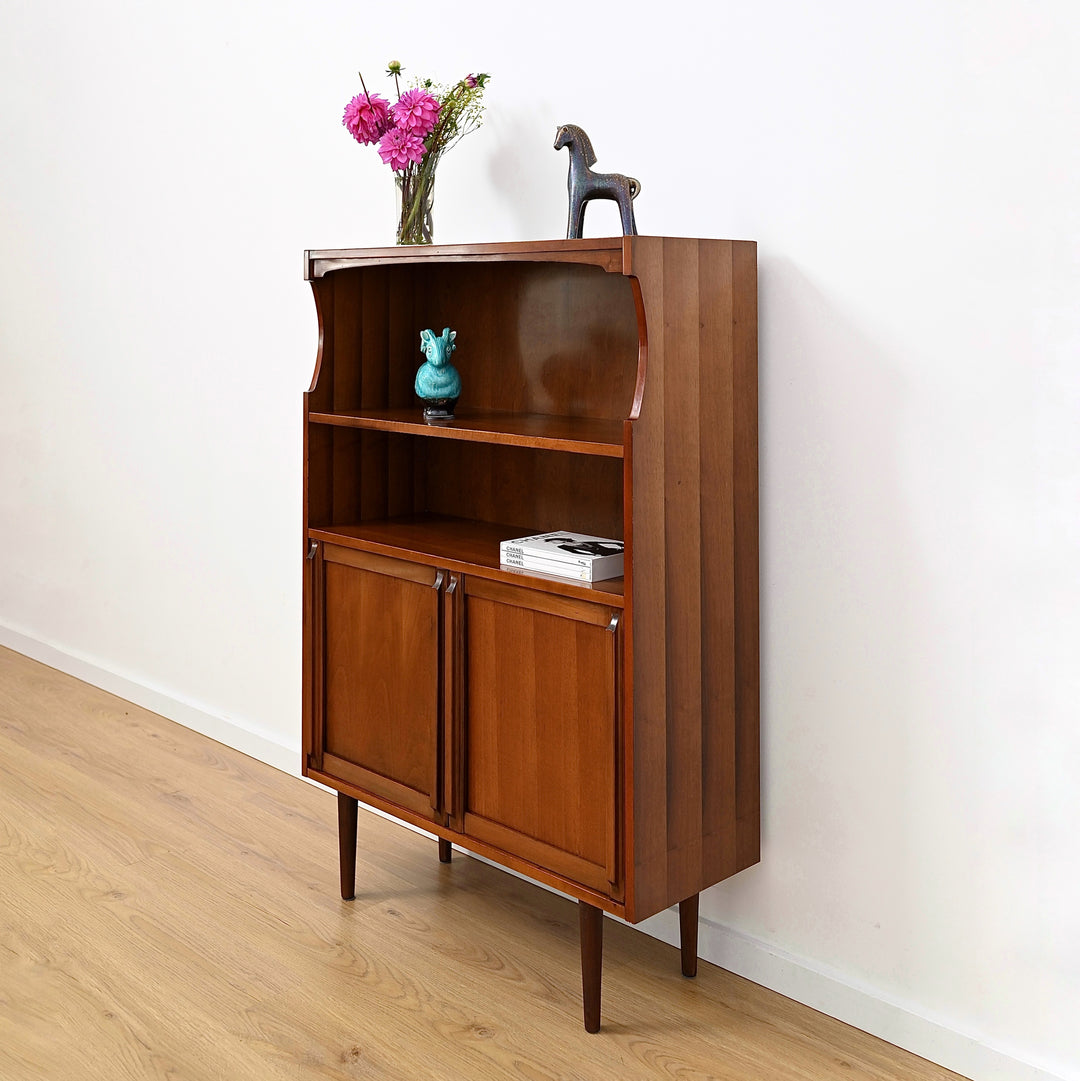 Mid Century Walnut Cabinet Bookcase Bookshelf by MobilStil Varese Italy