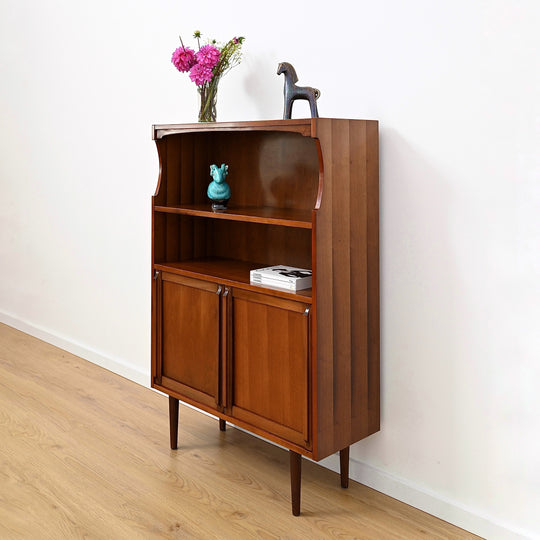 Mid Century Walnut Cabinet Bookcase Bookshelf by MobilStil Varese Italy