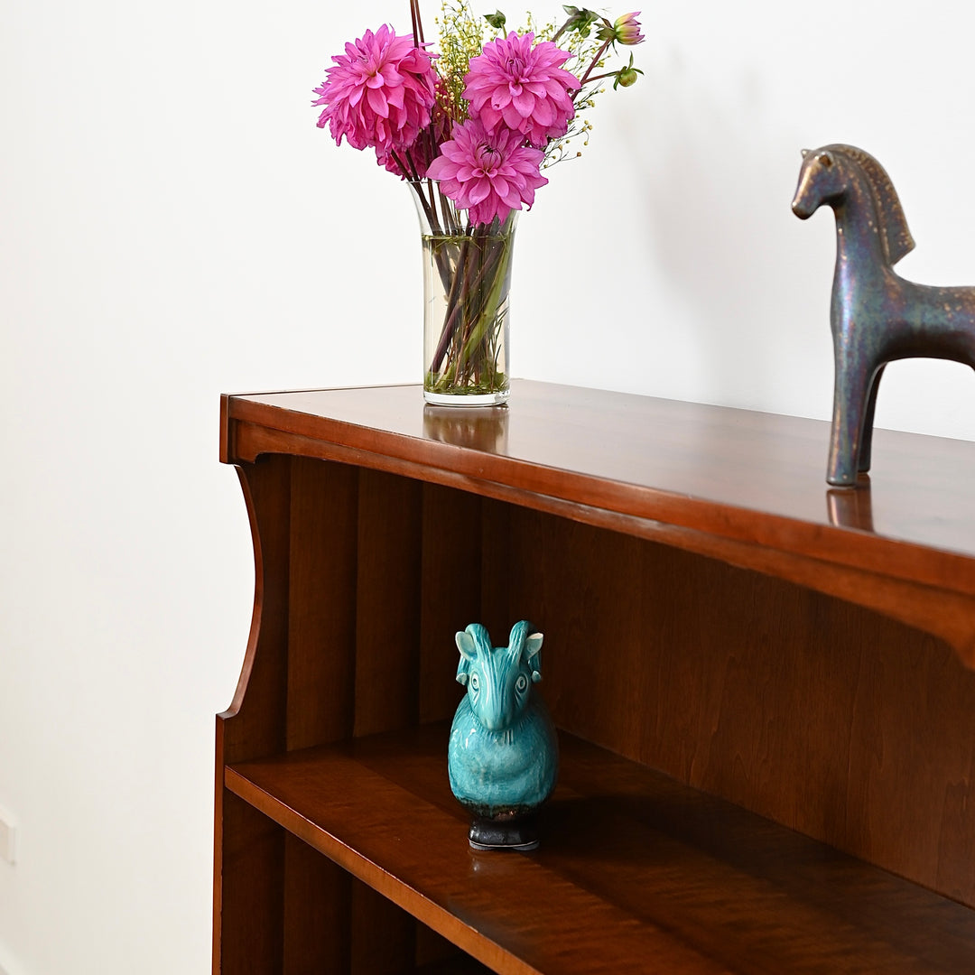 Mid Century Walnut Cabinet Bookcase Bookshelf by MobilStil Varese Italy