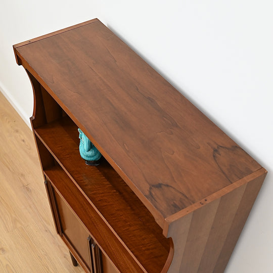 Mid Century Walnut Cabinet Bookcase Bookshelf by MobilStil Varese Italy