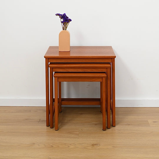 Parker Teak Nesting Table Trio Coffee Side Tables
