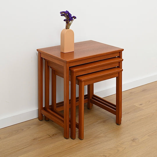 Parker Teak Nesting Table Trio Coffee Side Tables