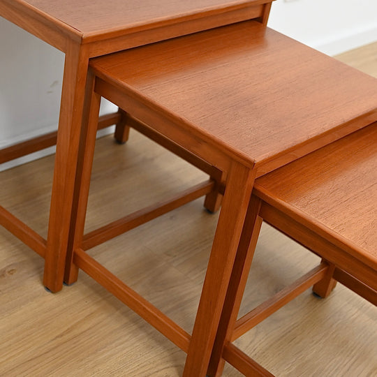 Parker Teak Nesting Table Trio Coffee Side Tables