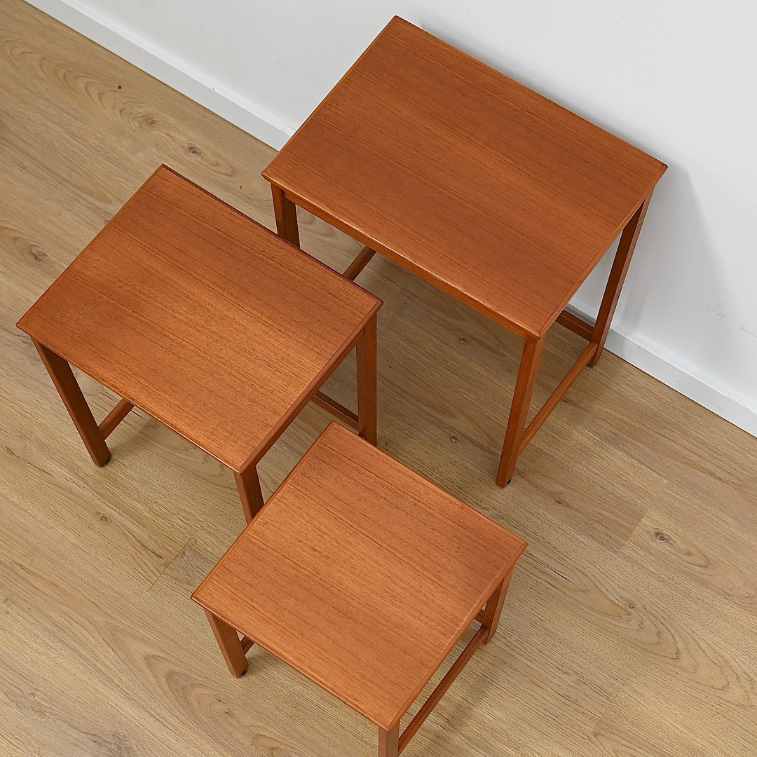 Parker Teak Nesting Table Trio Coffee Side Tables
