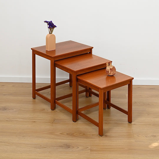 Parker Teak Nesting Table Trio Coffee Side Tables