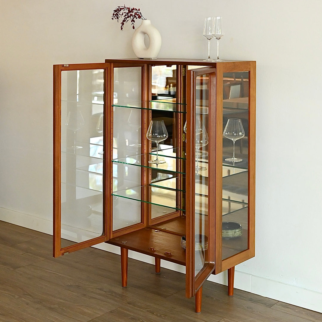 Mid Century Teak Sideboard Display China Cabinet by Chiswell