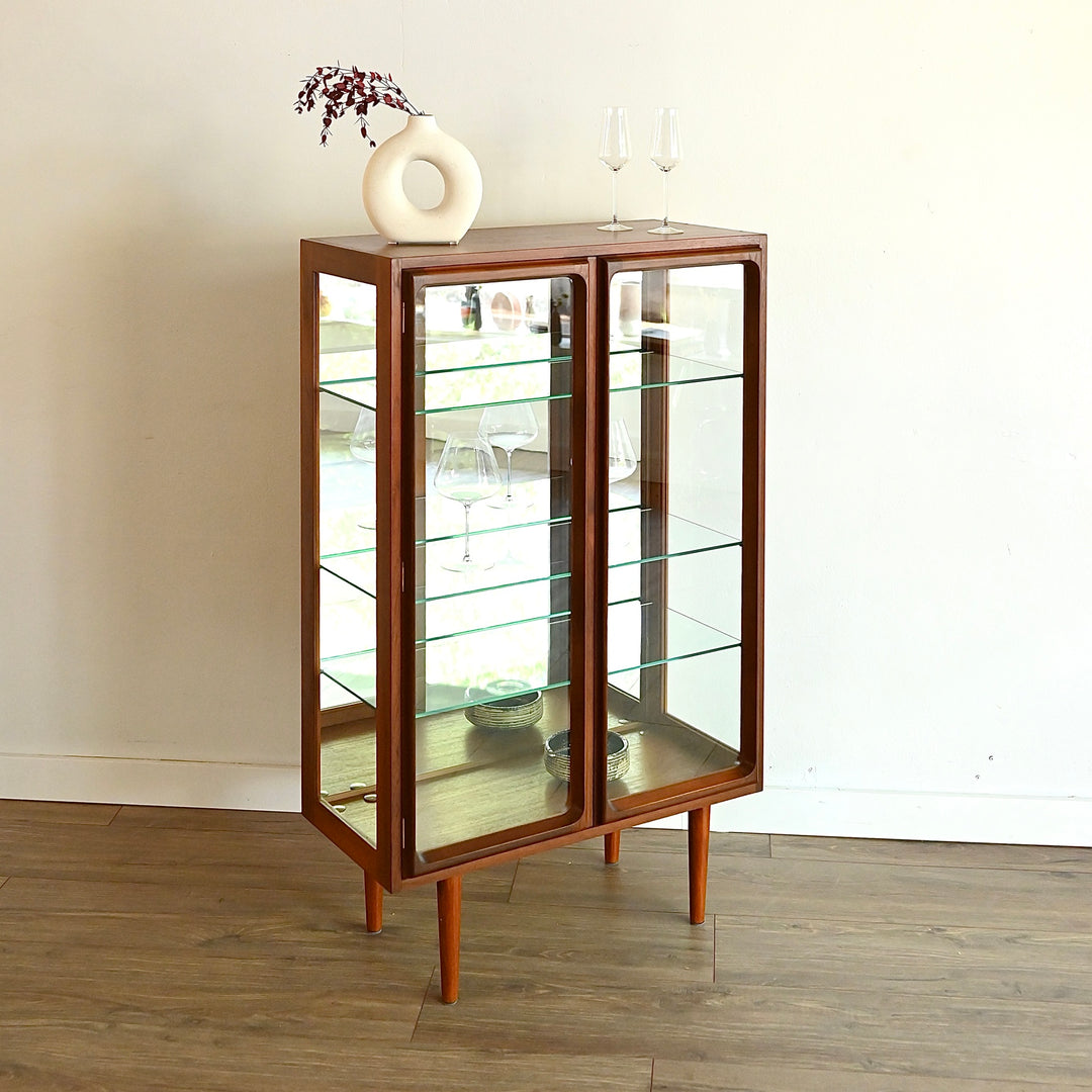 Mid Century Teak Sideboard Display China Cabinet by Chiswell