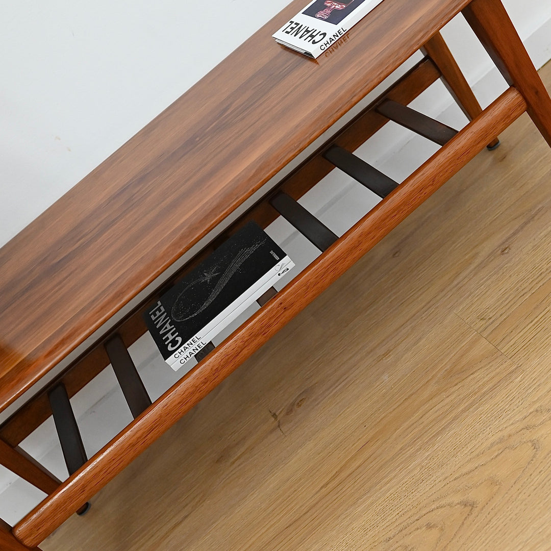 Mid Century Teak Coffee Table with Magazine Shelf by J.McCain Furniture