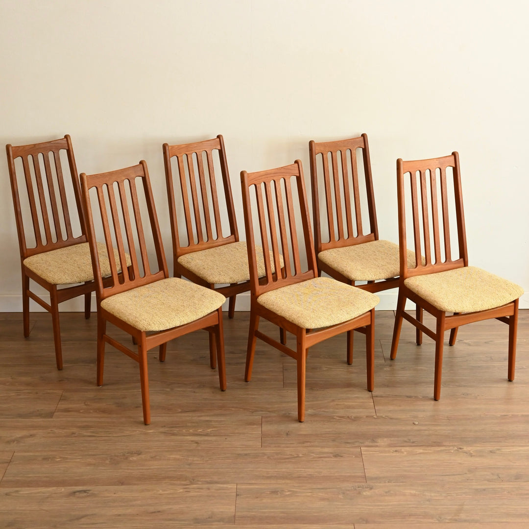 6x Mid Century Teak Dining Chairs