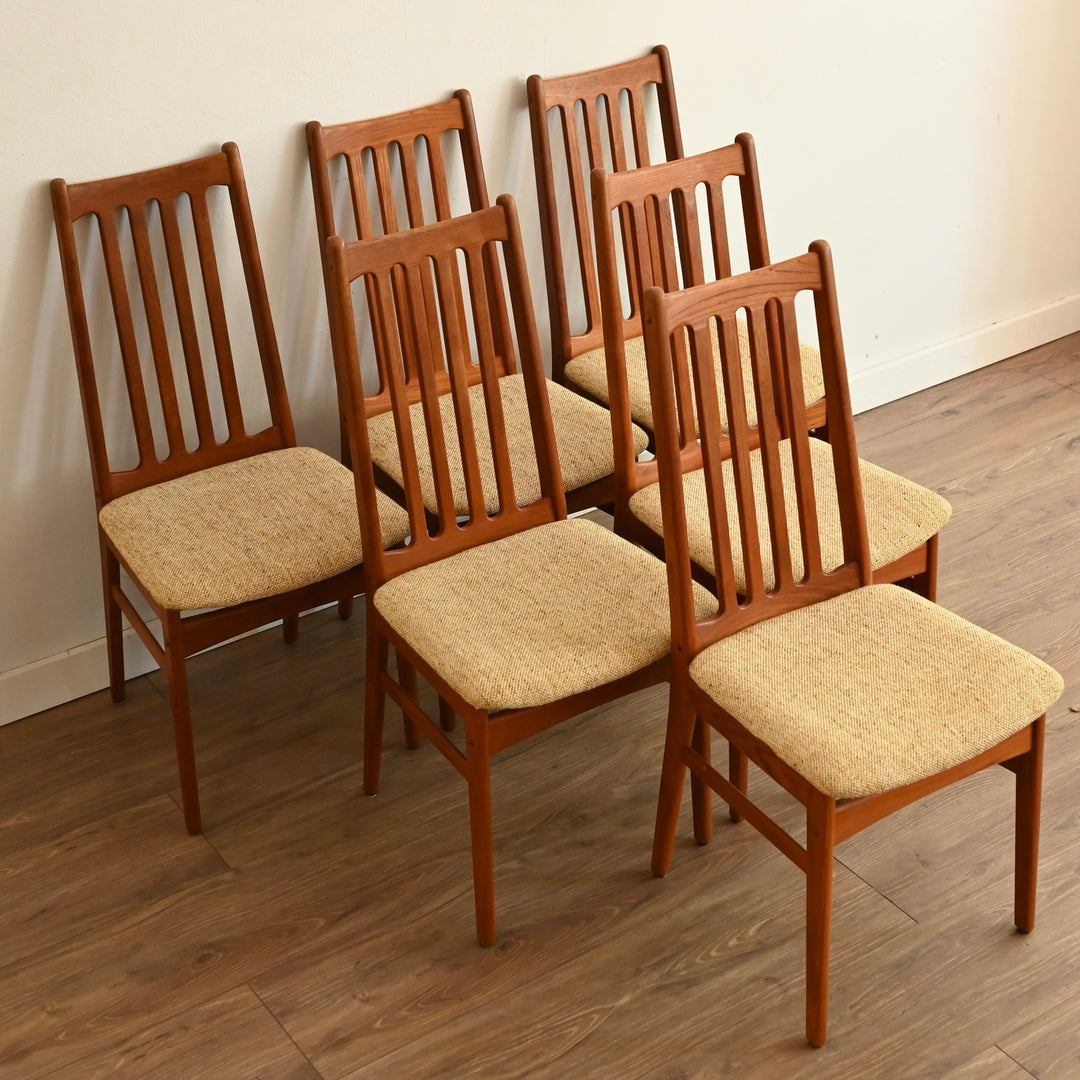 6x Mid Century Teak Dining Chairs
