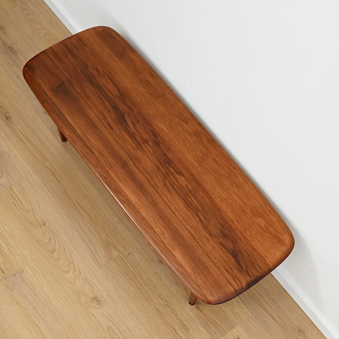 Mid Century Teak Coffee Table with Magazine Shelf by J.McCain Furniture