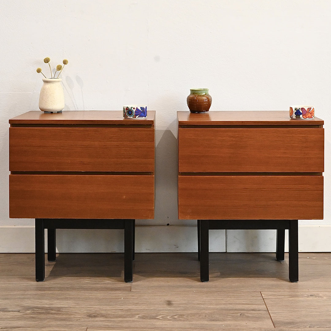 Mid Century Teak Bedside Tables Nigh Stands