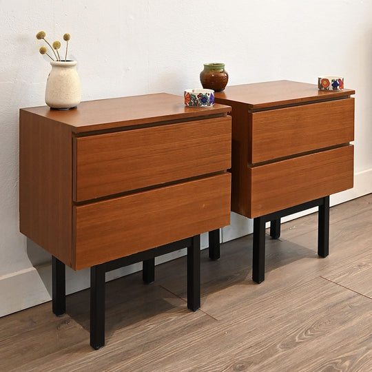 Mid Century Teak Bedside Tables Nigh Stands