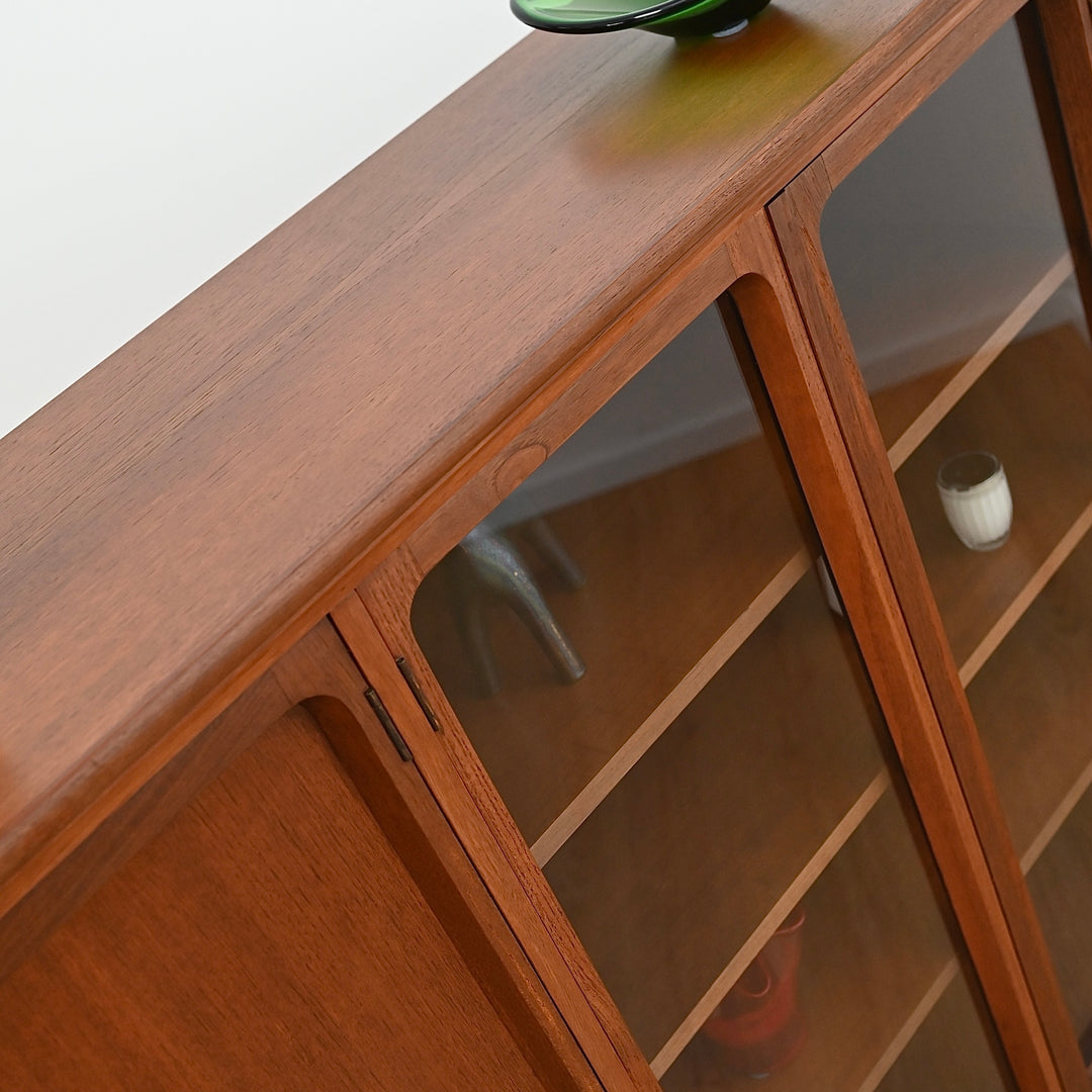 Mid Century Teak Sideboard Buffet Display Cabinet by Chiswell