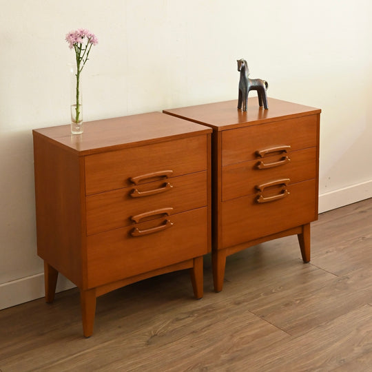Mid Century Teak Bedside Table Pair by Reliance