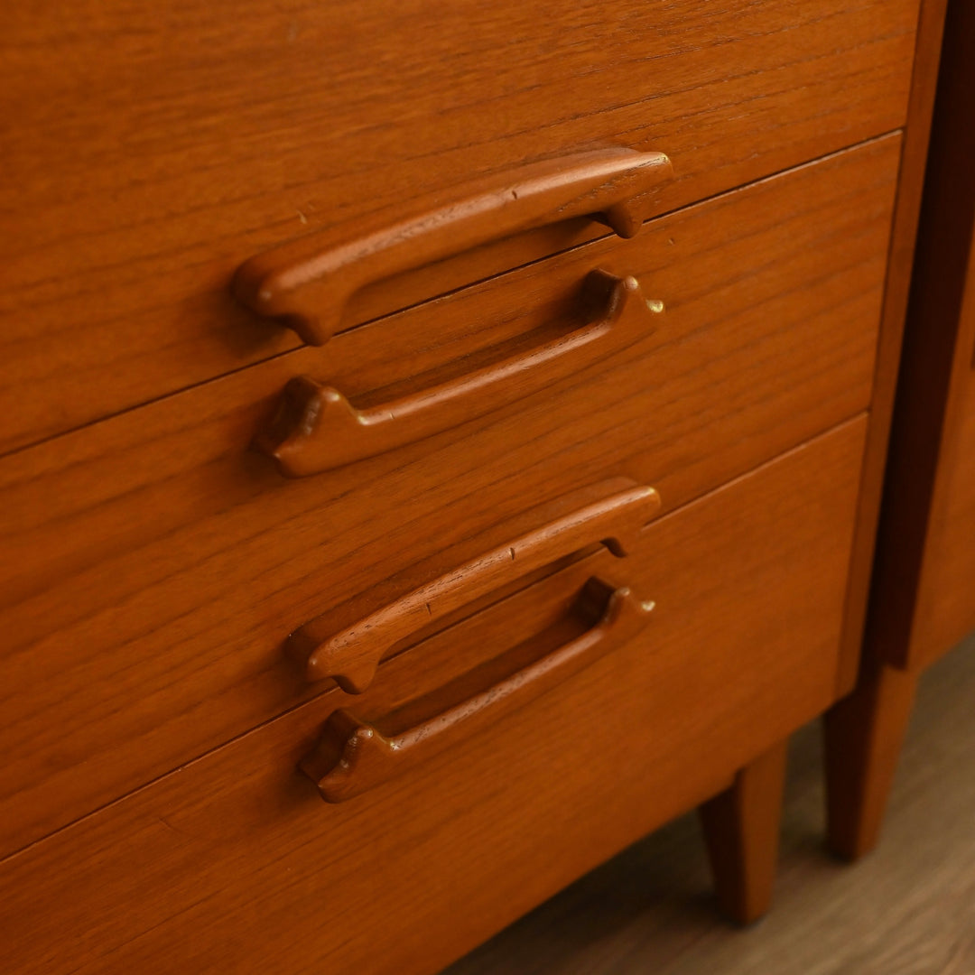 Mid Century Teak Bedside Table Pair by Reliance