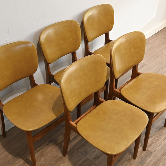 5x Mid Century Dining Chairs Mustard Vinyl by Elite