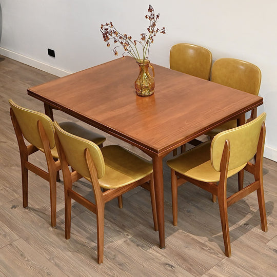 5x Mid Century Dining Chairs Mustard Vinyl by Elite