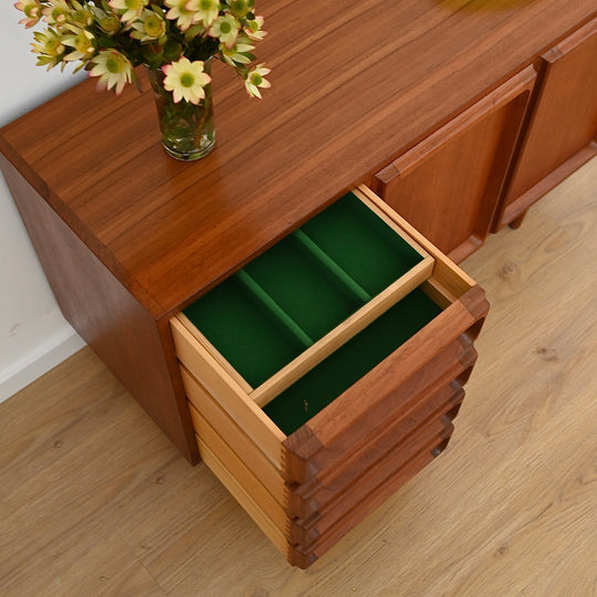 Mid Century Teak Sideboard LP Record Cabinet with Drawers by Chiswell