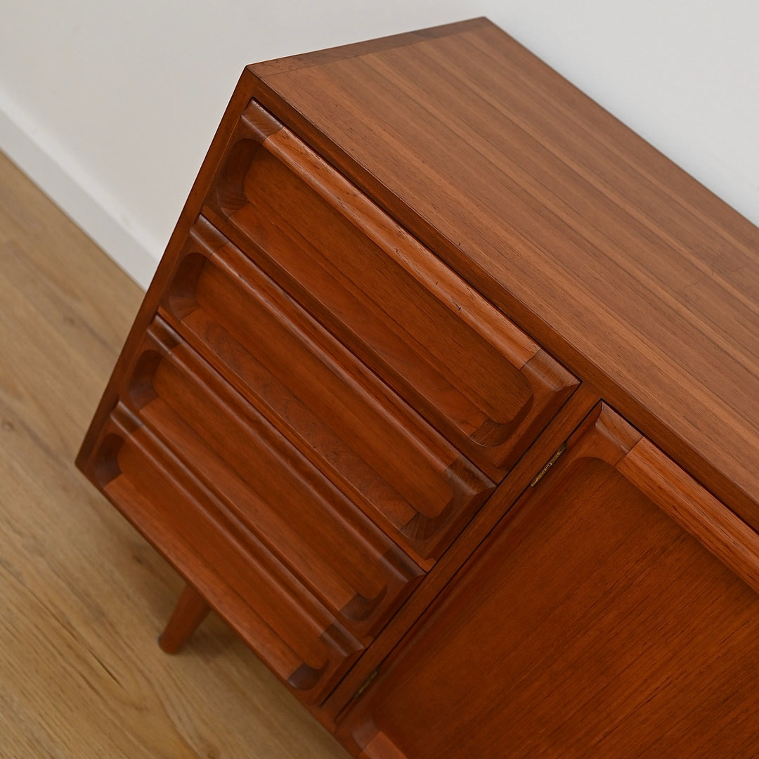 Mid Century Teak Sideboard LP Record Cabinet with Drawers by Chiswell