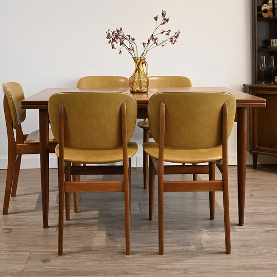 5x Mid Century Dining Chairs Mustard Vinyl by Elite