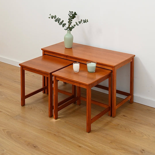 Parker Teak Nesting Table Trio Coffee Side Tables