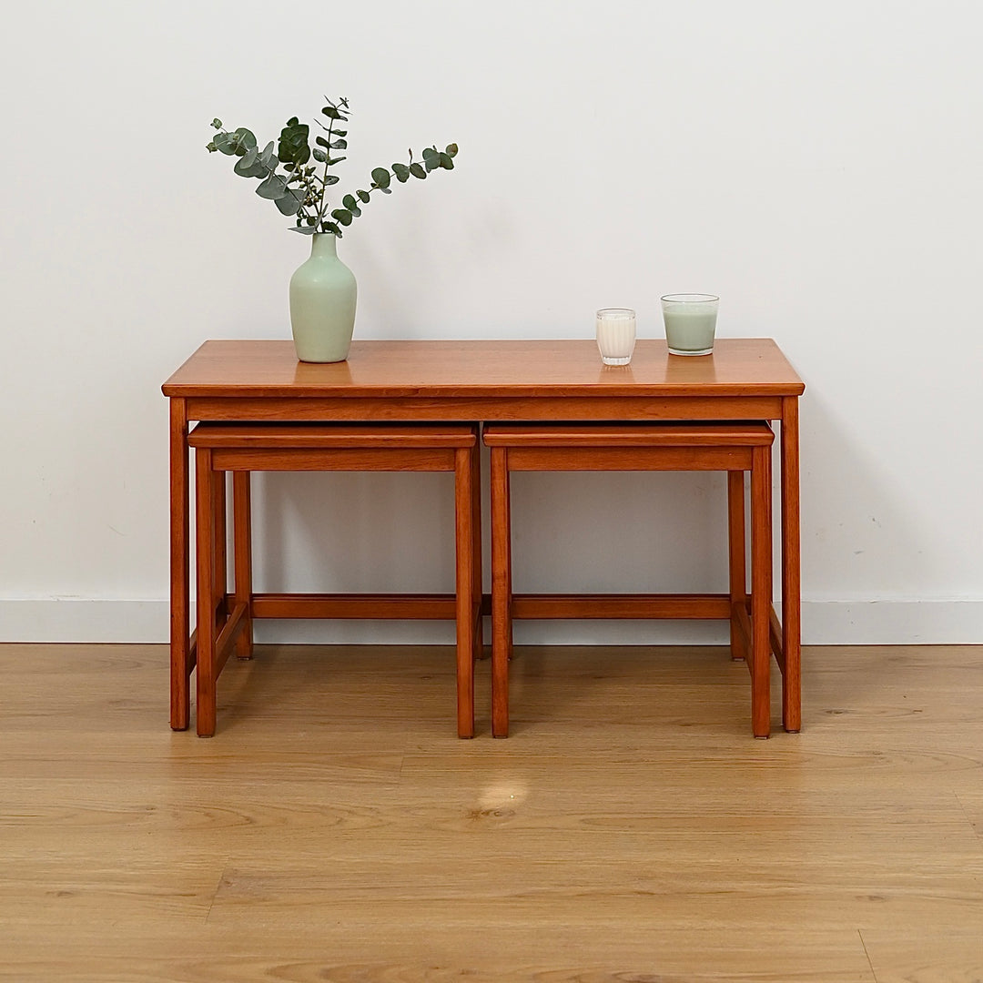 Parker Teak Nesting Table Trio Coffee Side Tables