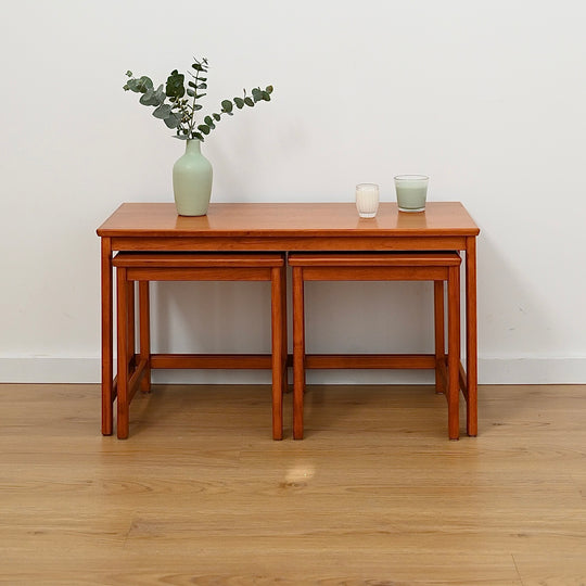 Parker Teak Nesting Table Trio Coffee Side Tables