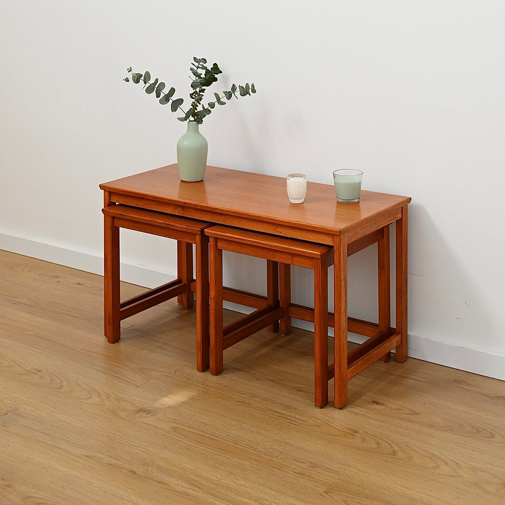 Parker Teak Nesting Table Trio Coffee Side Tables