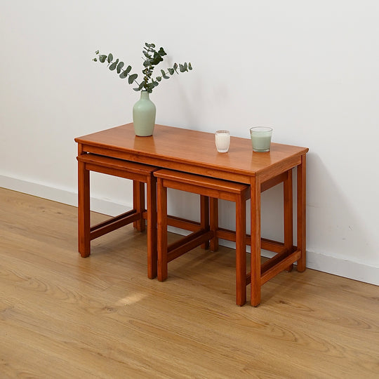 Parker Teak Nesting Table Trio Coffee Side Tables