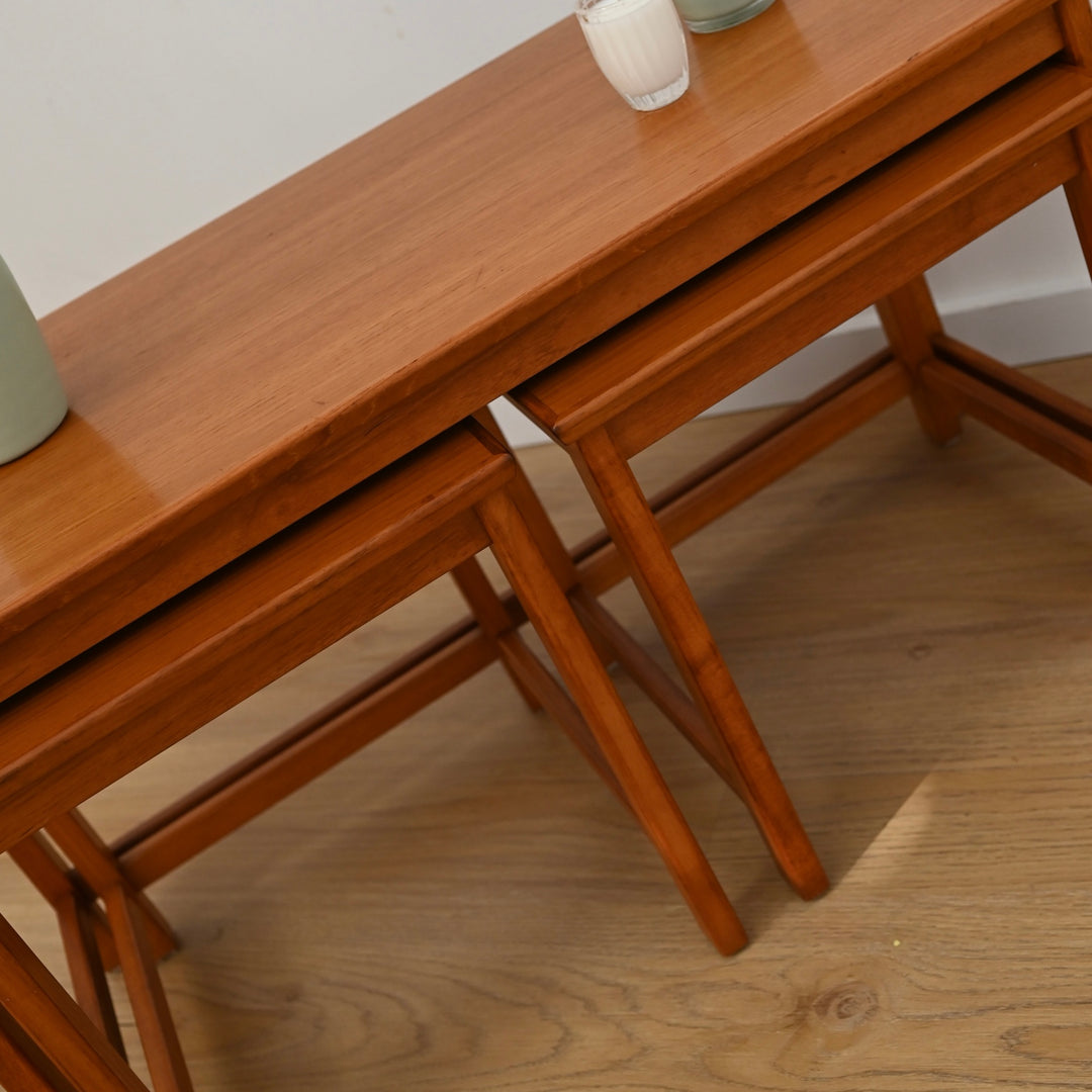 Parker Teak Nesting Table Trio Coffee Side Tables