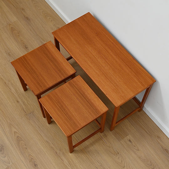 Parker Teak Nesting Table Trio Coffee Side Tables