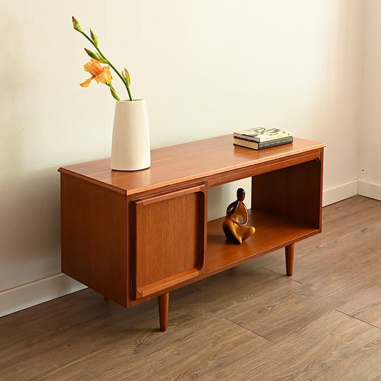 Mid Century Teak Sideboard LP Record TV Cabinet by Chiswell