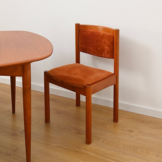 6x Mid Century Teak Dining Chairs by Chiswell with Burnt Orange Upholstery