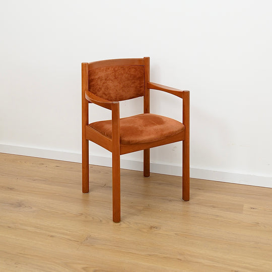 6x Mid Century Teak Dining Chairs by Chiswell with Burnt Orange Upholstery