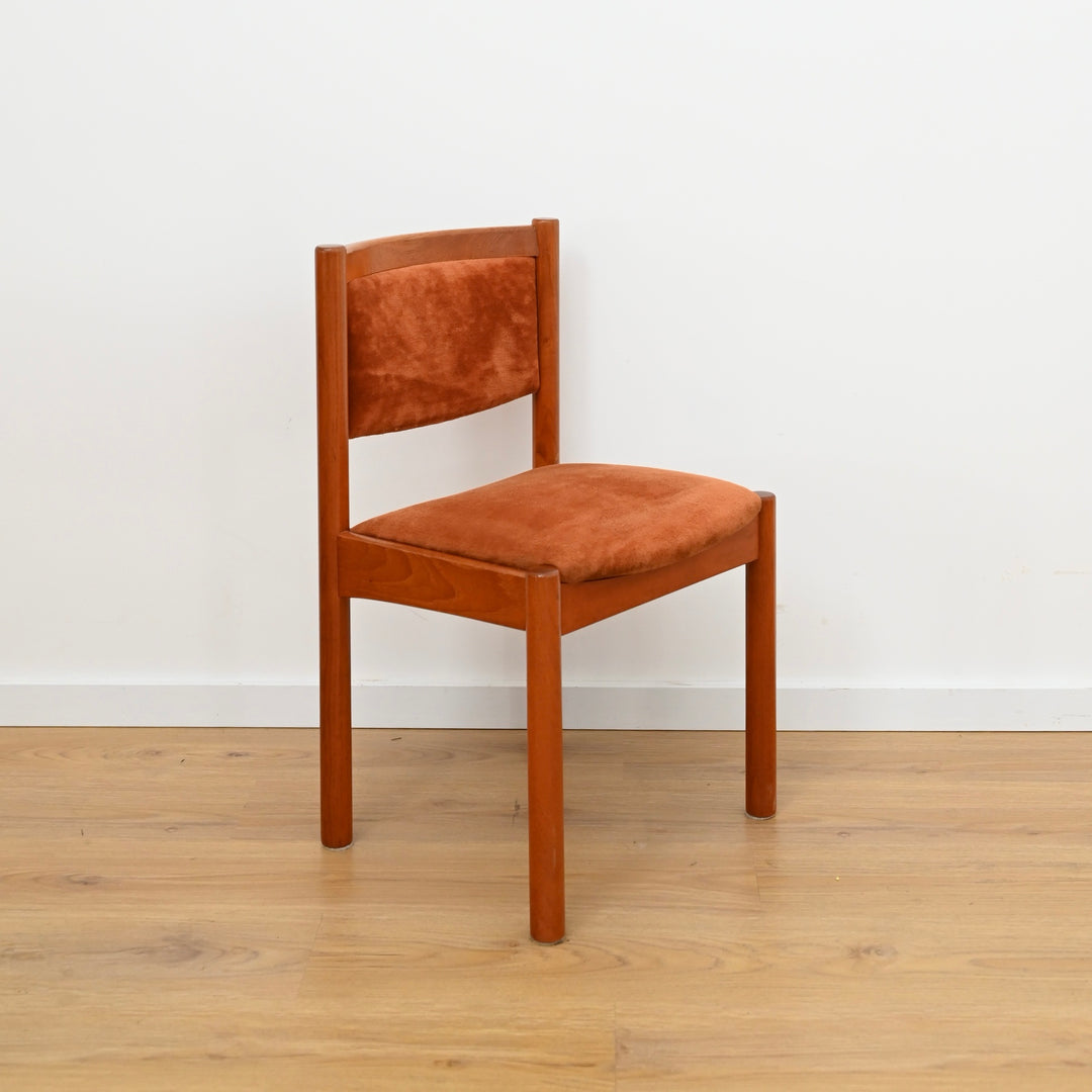6x Mid Century Teak Dining Chairs by Chiswell with Burnt Orange Upholstery