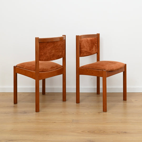 6x Mid Century Teak Dining Chairs by Chiswell with Burnt Orange Upholstery