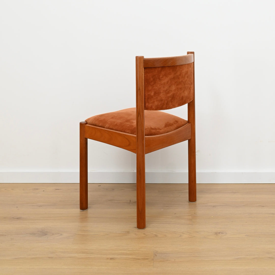 6x Mid Century Teak Dining Chairs by Chiswell with Burnt Orange Upholstery