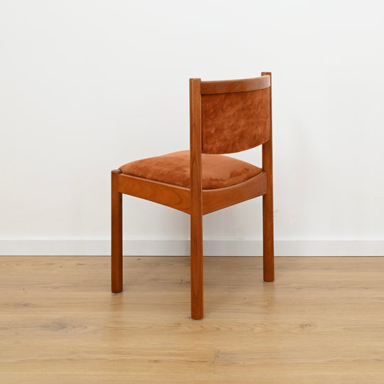 6x Mid Century Teak Dining Chairs by Chiswell with Burnt Orange Upholstery