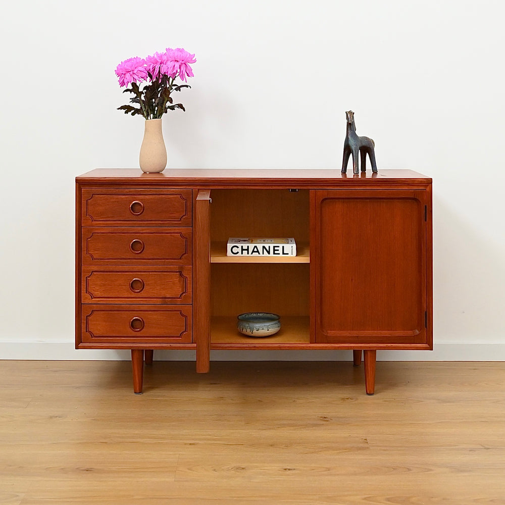 Mid Century Teak Sideboard LP Record Cabinet with Drawers by Chiswell