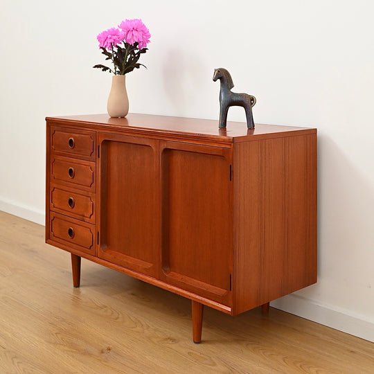 Mid Century Teak Sideboard LP Record Cabinet with Drawers by Chiswell