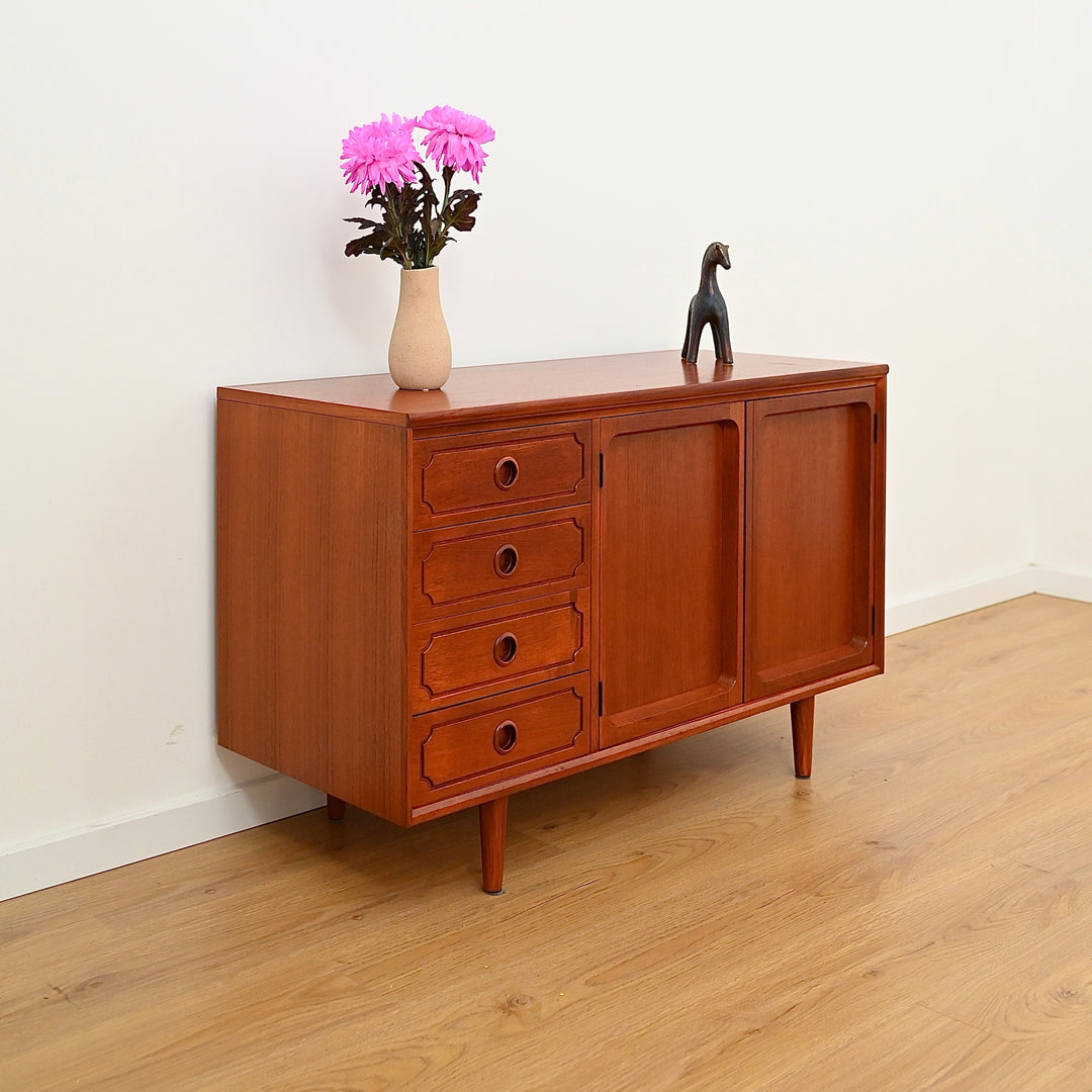 Mid Century Teak Sideboard LP Record Cabinet with Drawers by Chiswell