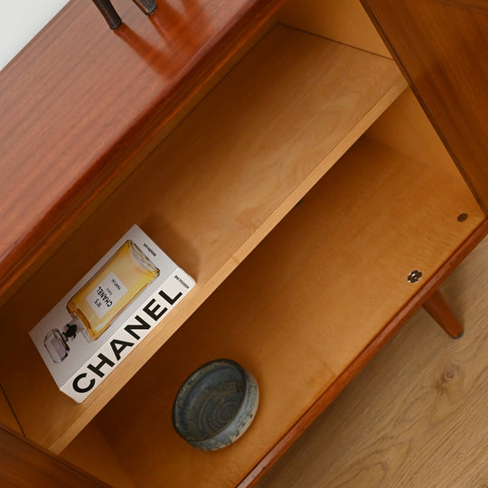 Mid Century Teak Sideboard LP Record Cabinet with Drawers by Chiswell