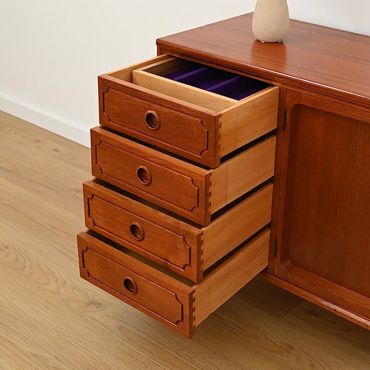 Mid Century Teak Sideboard LP Record Cabinet with Drawers by Chiswell